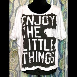 MNG Collection Enjoy the Little Things Black White Oversized Crop Shirt Size XL